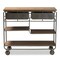 Baxton Studio Grant Vintage Oak Brown Finished Wood and Black Finished Metal 2-Drawer Kitchen Cart 177-11201-Zoro - alternate 7